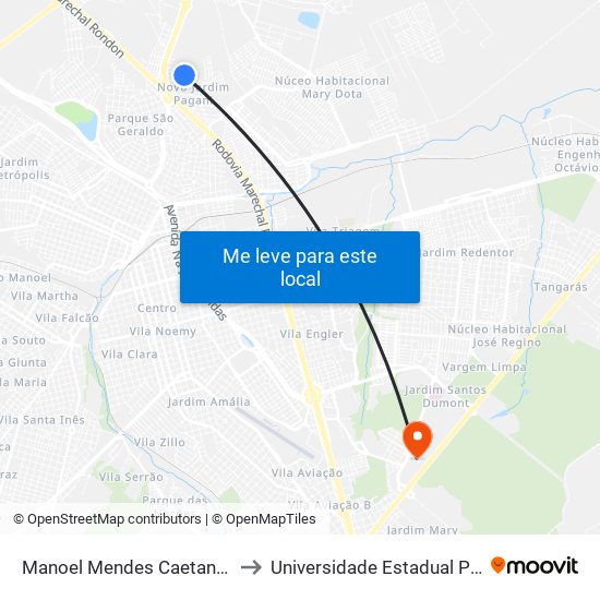 Manoel Mendes Caetano Qd. 10 Impar to Universidade Estadual Paulista - Unesp map