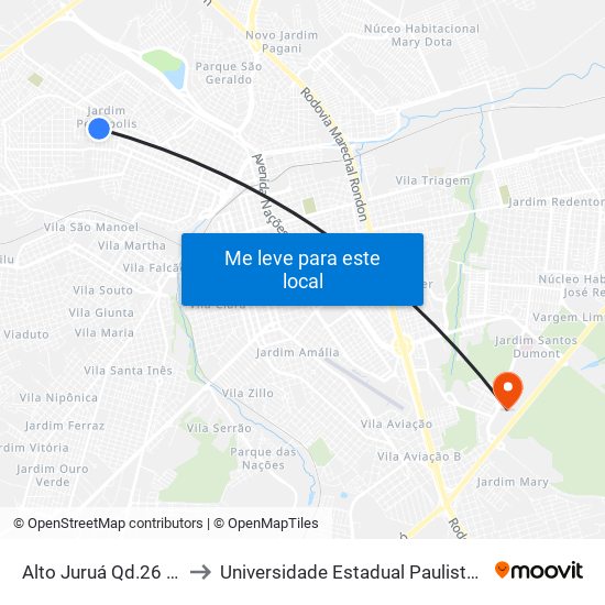 Alto Juruá Qd.26 Impar to Universidade Estadual Paulista - Unesp map