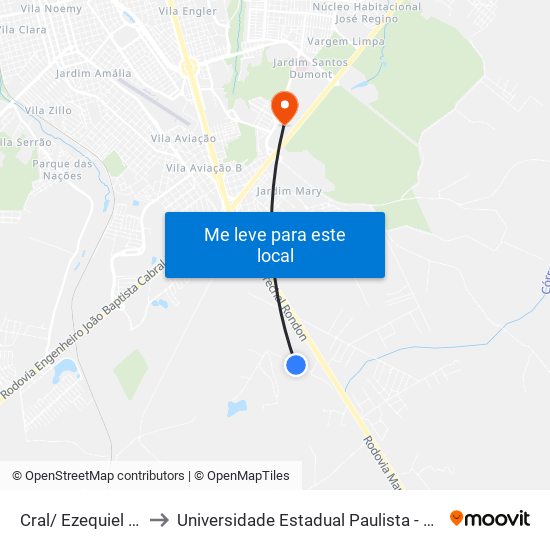 Cral/ Ezequiel Vaz to Universidade Estadual Paulista - Unesp map