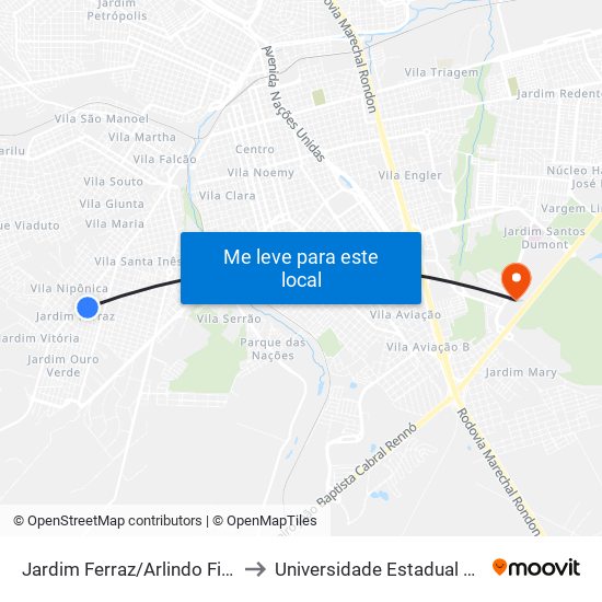 Jardim Ferraz/Arlindo Fidelis Qd. 02 Par to Universidade Estadual Paulista - Unesp map