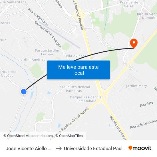 José Vicente Aiello Qd. 21 Par to Universidade Estadual Paulista - Unesp map