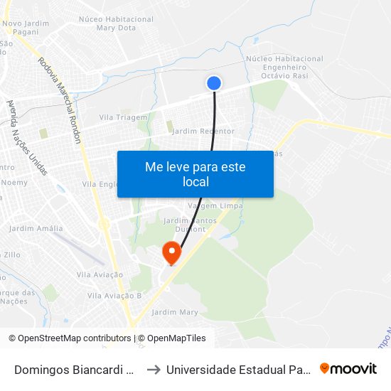 Domingos Biancardi Qd 01 Impar to Universidade Estadual Paulista - Unesp map