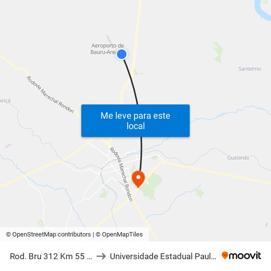 Rod. Bru 312 Km 55  03 Impar to Universidade Estadual Paulista - Unesp map
