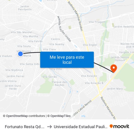 Fortunato Resta Qd.06 Impar to Universidade Estadual Paulista - Unesp map