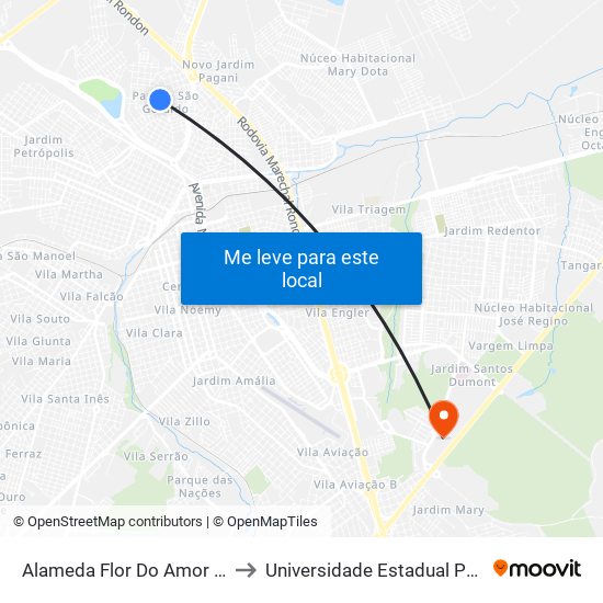 Alameda Flor Do Amor Qd. 09 Impar to Universidade Estadual Paulista - Unesp map