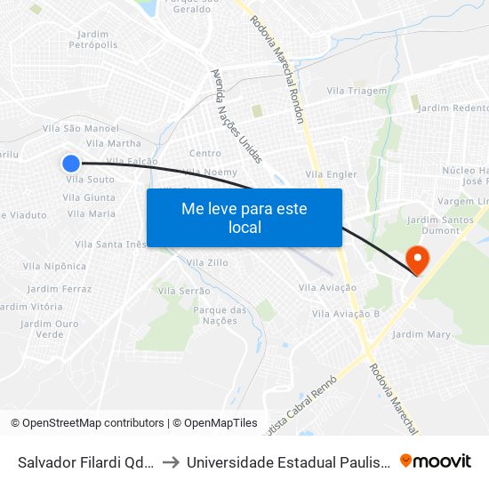 Salvador Filardi Qd.04 Par to Universidade Estadual Paulista - Unesp map