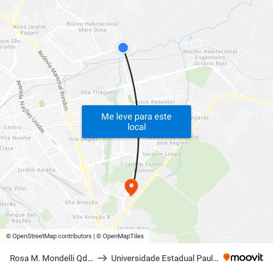 Rosa M. Mondelli Qd.14 Impar to Universidade Estadual Paulista - Unesp map
