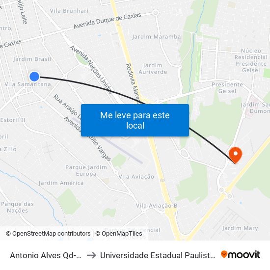 Antonio Alves Qd-25 Par to Universidade Estadual Paulista - Unesp map