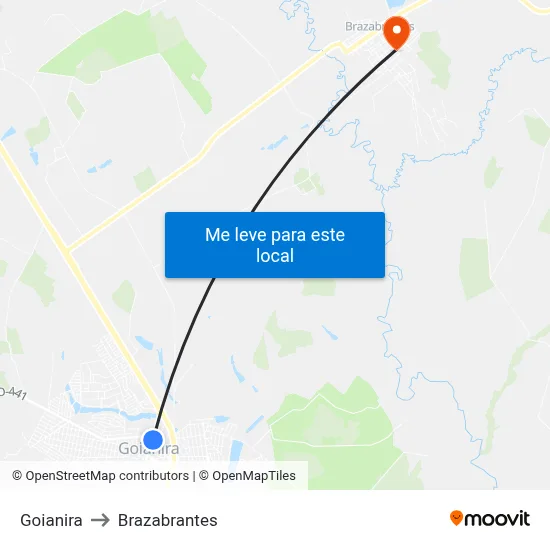 Goianira to Brazabrantes map