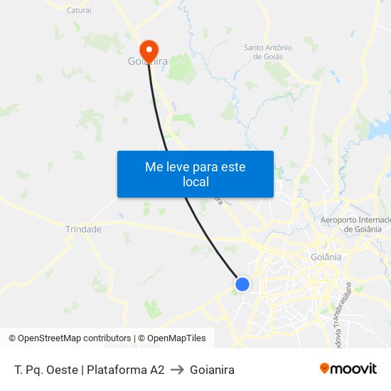 T. Pq. Oeste | Plataforma A2 to Goianira map