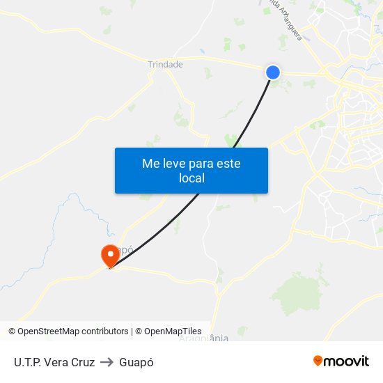 U.T.P. Vera Cruz to Guapó map