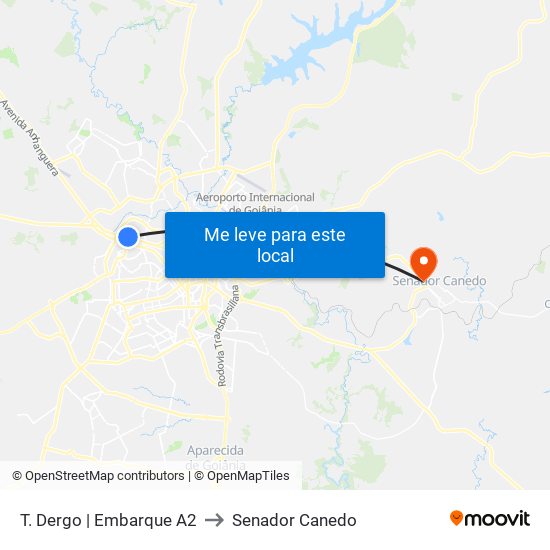 T. Dergo | Embarque A2 to Senador Canedo map