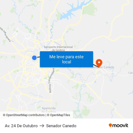 Av. 24 De Outubro to Senador Canedo map