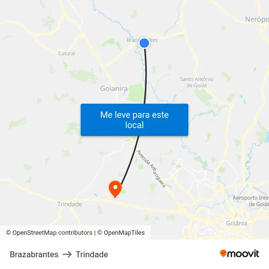 Brazabrantes to Trindade map