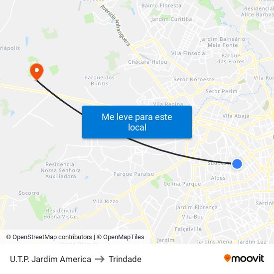 U.T.P. Jardim America to Trindade map