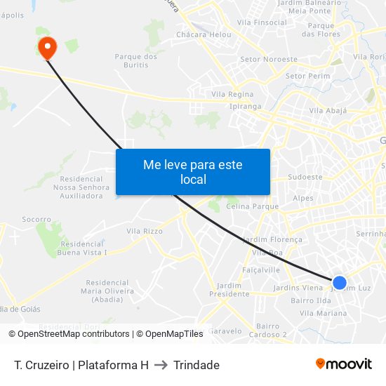 T. Cruzeiro | Plataforma H to Trindade map