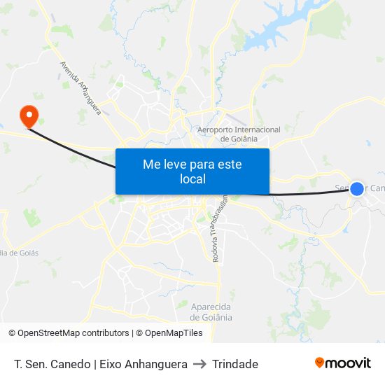 T. Sen. Canedo | Eixo Anhanguera to Trindade map