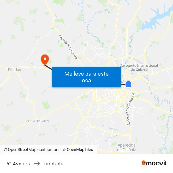 5° Avenida to Trindade map