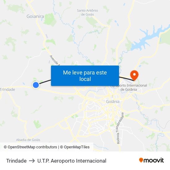 Trindade to U.T.P. Aeroporto Internacional map