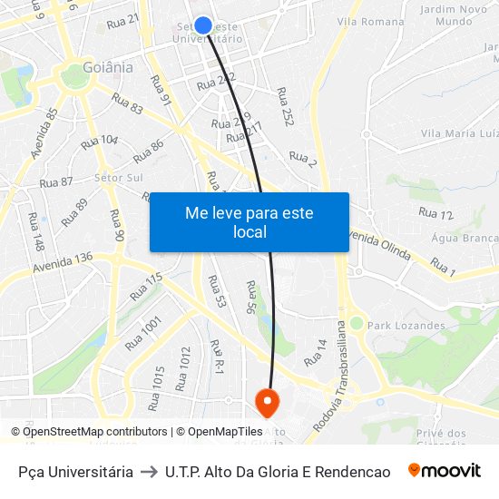 Pça Universitária to U.T.P. Alto Da Gloria E Rendencao map