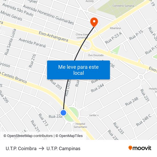 U.T.P. Coimbra to U.T.P. Campinas map