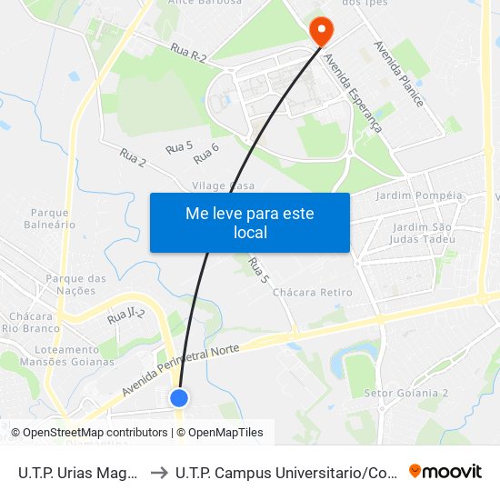 U.T.P. Urias Magalhaes to U.T.P. Campus Universitario / Conj. Itatiaia map