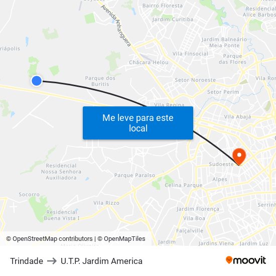 Trindade to U.T.P. Jardim America map