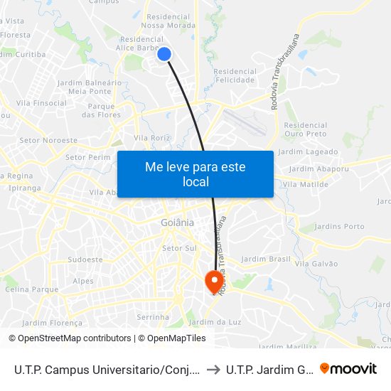 U.T.P. Campus Universitario/Conj. Itatiaia to U.T.P. Jardim Goias map