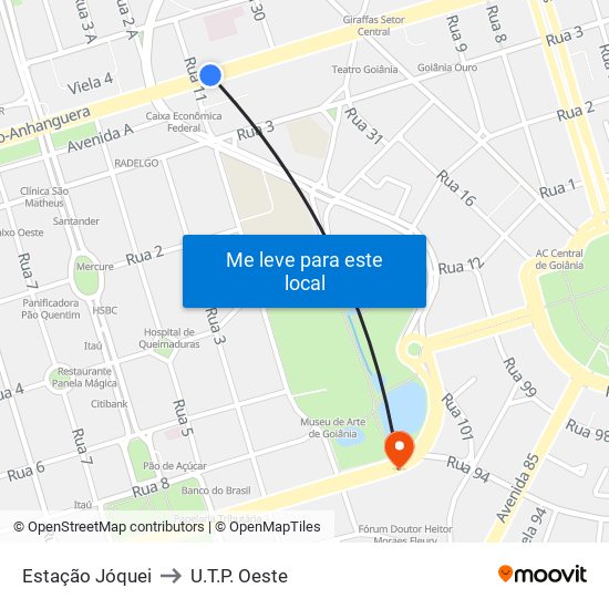 Estação Jóquei to U.T.P. Oeste map