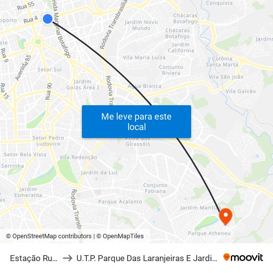 Estação Rua 20 to U.T.P. Parque Das Laranjeiras E Jardim Da Luz map