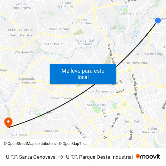 U.T.P. Santa Genoveva to U.T.P. Parque Oeste Industrial map