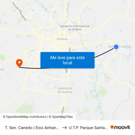 T. Sen. Canedo | Eixo Anhanguera to U.T.P. Parque Santa Rita map