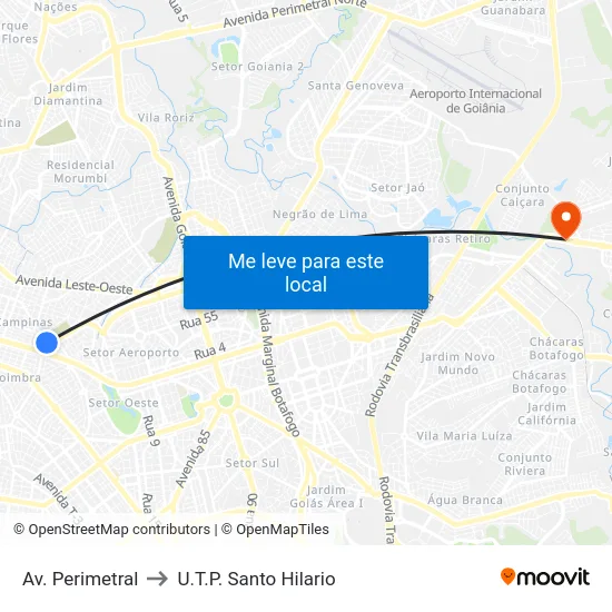 Av. Perimetral to U.T.P. Santo Hilario map