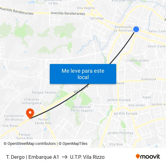 T. Dergo | Embarque A1 to U.T.P. Vila Rizzo map