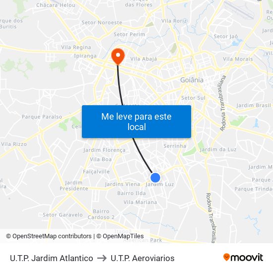 U.T.P. Jardim Atlantico to U.T.P. Aeroviarios map