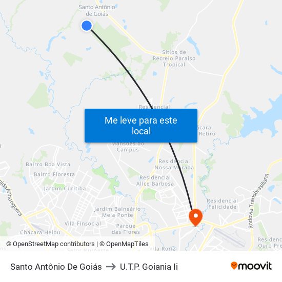 Santo Antônio De Goiás to U.T.P. Goiania Ii map