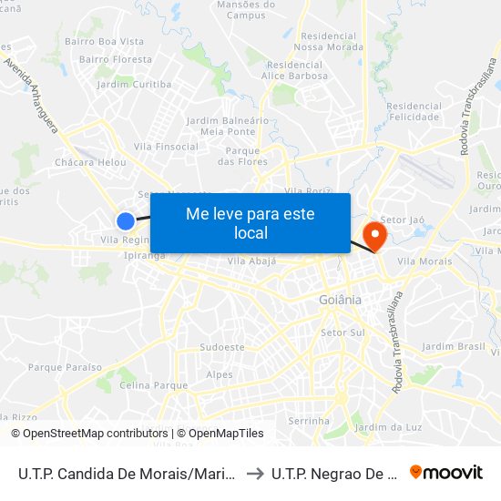 U.T.P. Candida De Morais/Maria Dilce to U.T.P. Negrao De Lima map