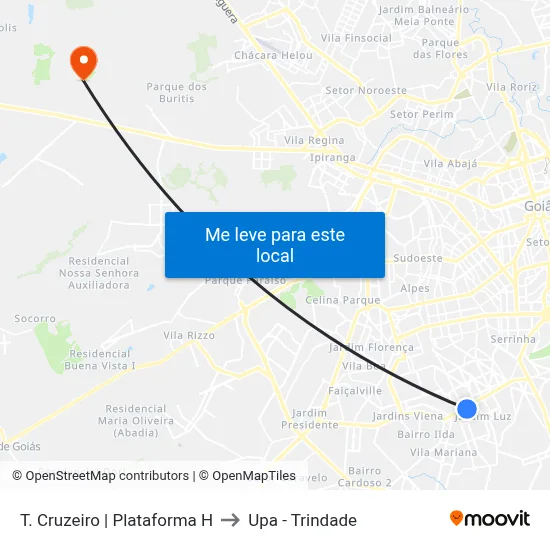 T. Cruzeiro | Plataforma H to Upa - Trindade map