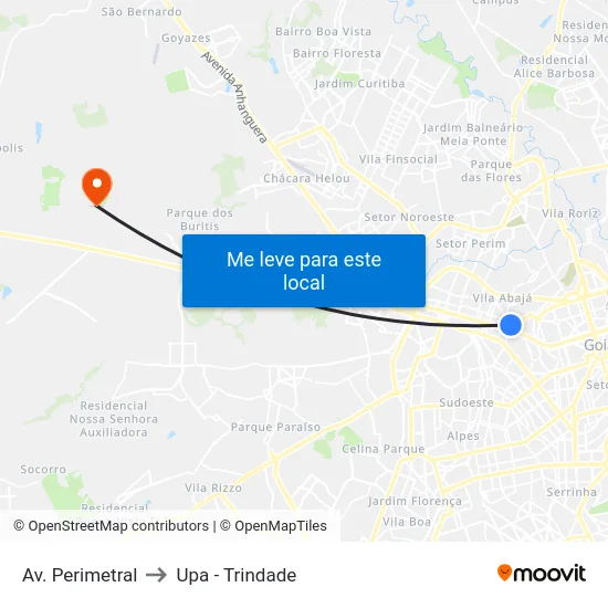 Av. Perimetral to Upa - Trindade map