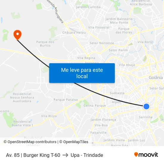 Av. 85 | Burger King T-60 to Upa - Trindade map
