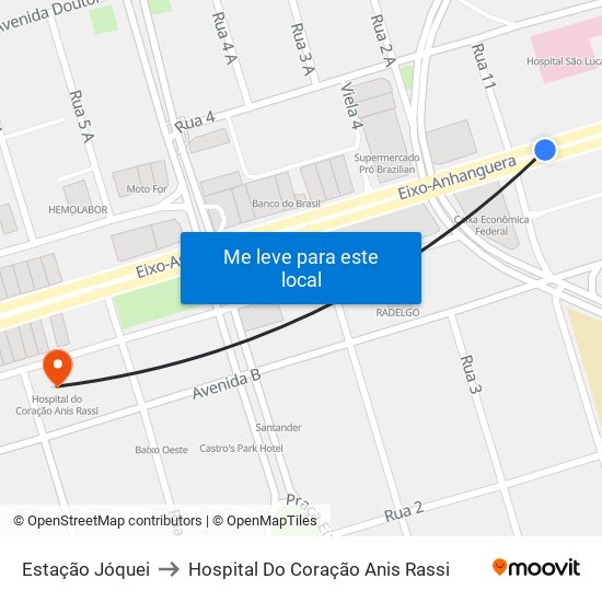 Estação Jóquei to Hospital Do Coração Anis Rassi map