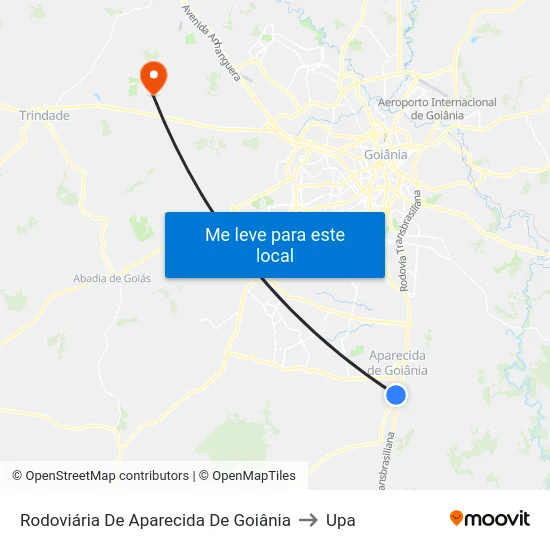 Rodoviária De Aparecida De Goiânia to Upa map
