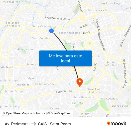 Av. Perimetral to CAIS - Setor Pedro map