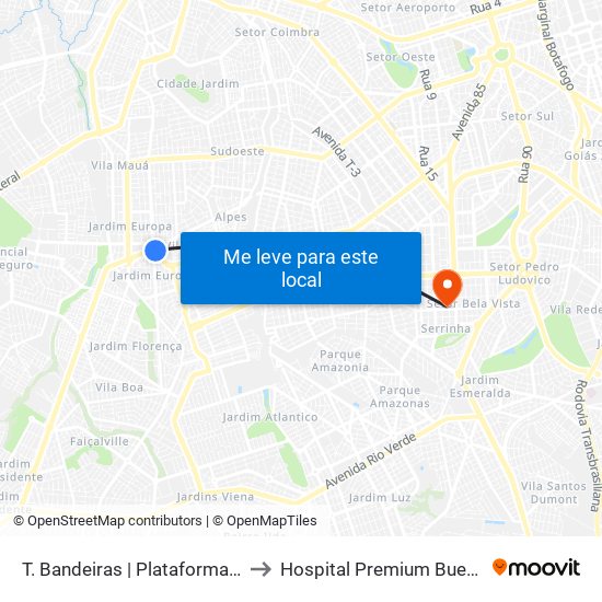 T. Bandeiras | Plataforma C to Hospital Premium Bueno map