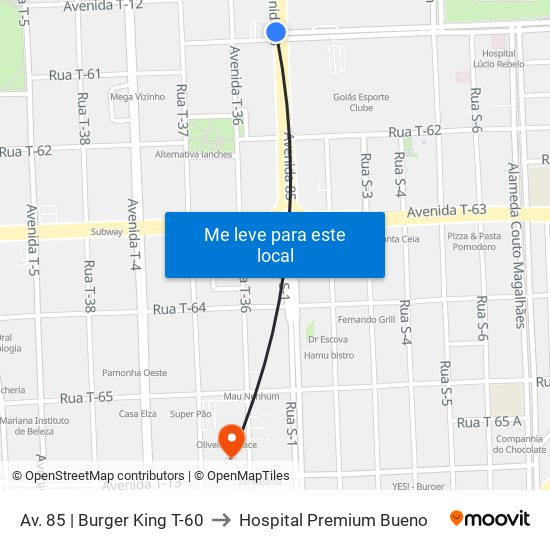 Av. 85 | Burger King T-60 to Hospital Premium Bueno map