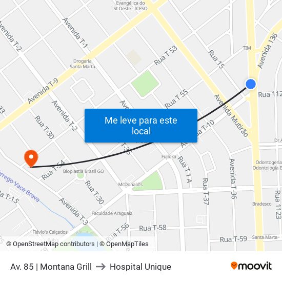 Av. 85 | Montana Grill to Hospital Unique map