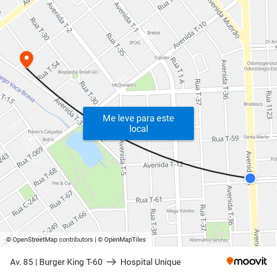 Av. 85 | Burger King T-60 to Hospital Unique map