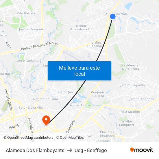 Alameda Dos Flamboyants to Ueg - Eseffego map