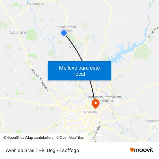Avenida Brasil to Ueg - Eseffego map