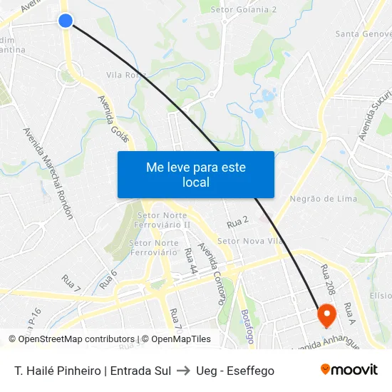 T. Hailé Pinheiro | Entrada Sul to Ueg - Eseffego map